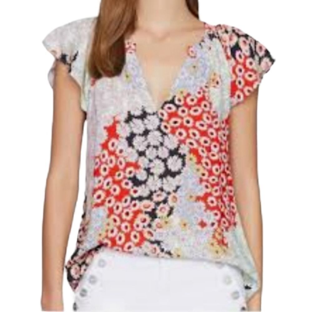 EC SANCTUARY PATCHWORK FLORAL BOHO BLOUSE SZ. S